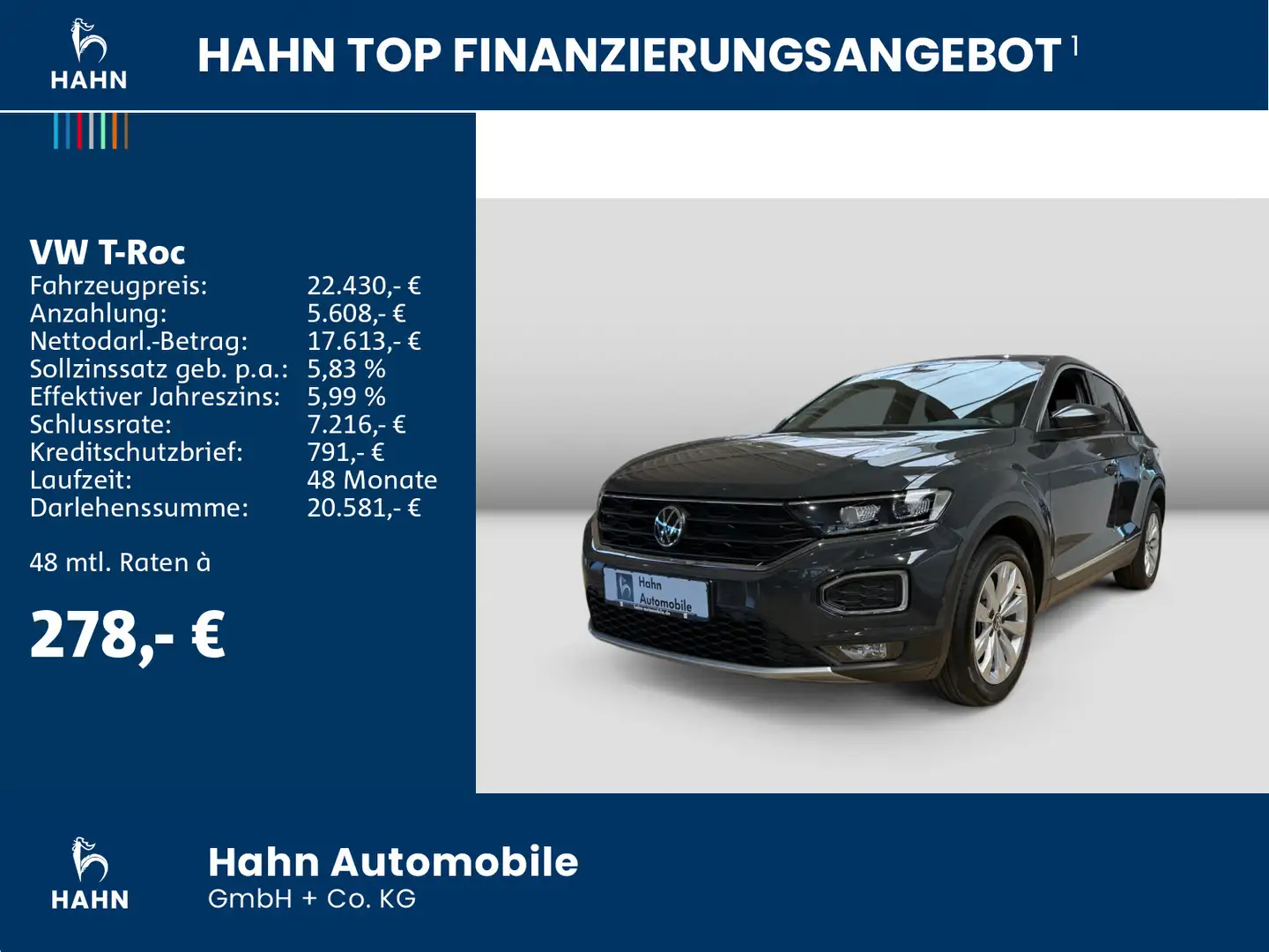 Volkswagen T-Roc 1.5TSI Sport AHK Cam LED Navi Sportsitze Grau - 2