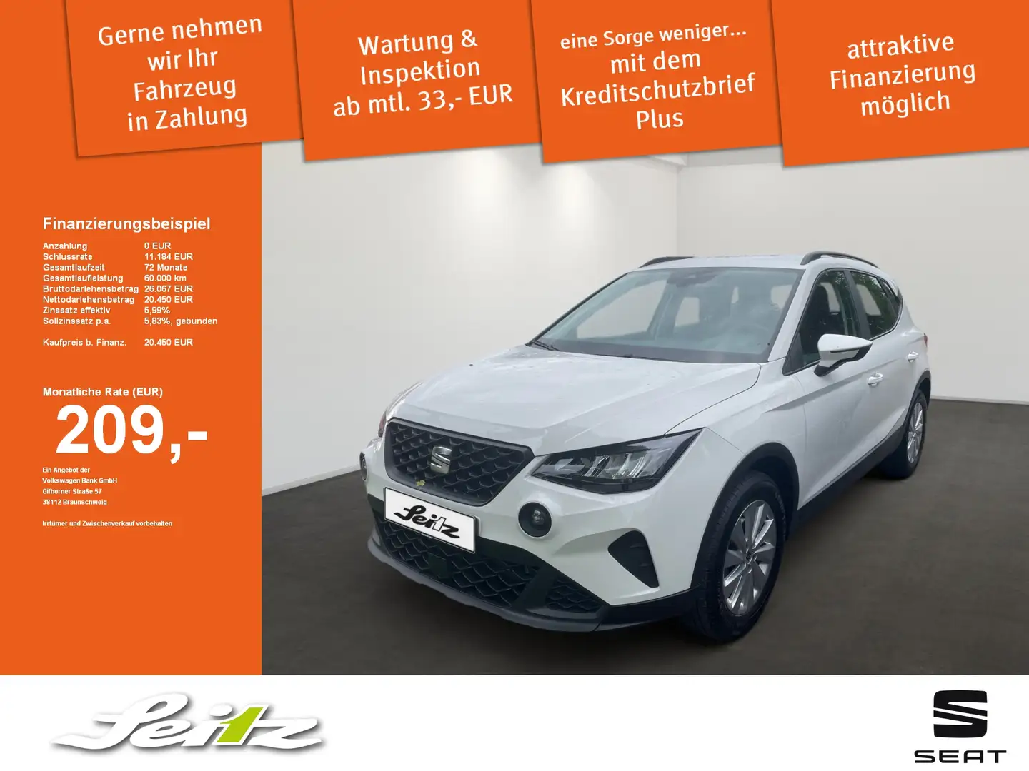 SEAT Arona 1.0 TSI DSG Style *PARKSENSOR*SITZH*FULL LINK* Blanc - 1