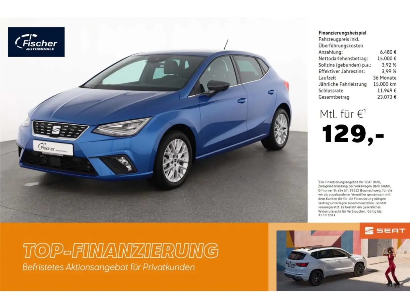 SEAT Ibiza 1.0 TSI DSG XCELLENCE NAV/LED/DINAMICA/RFK Blau - 1