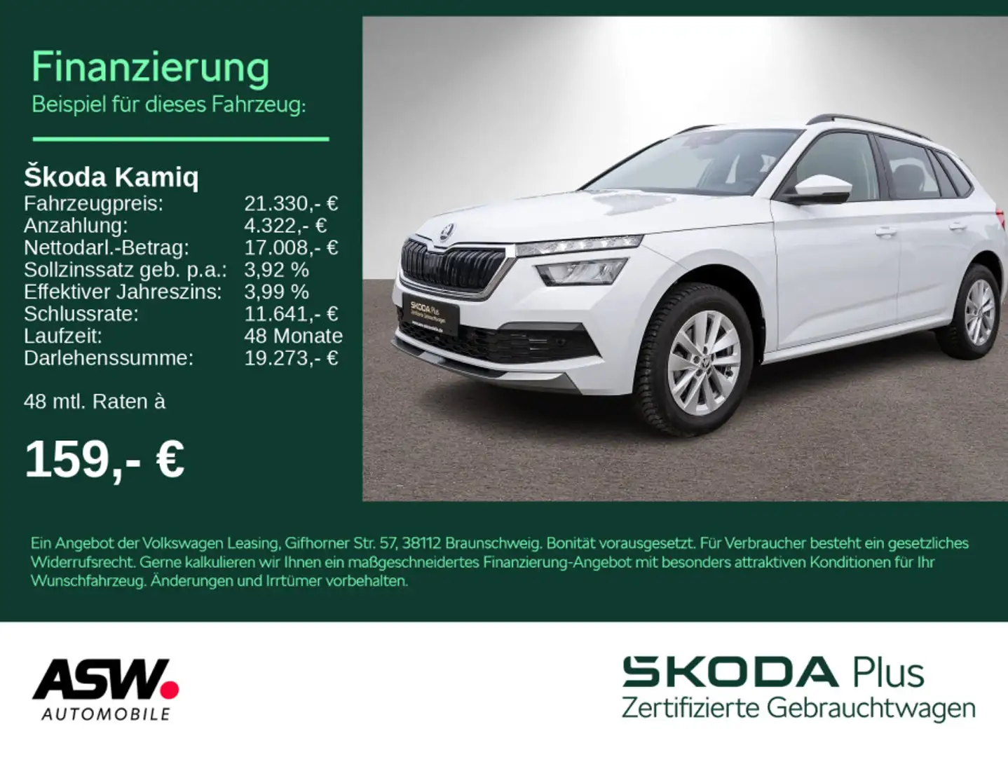 Skoda Kamiq Ambition 1,0 TSI Navi LED SHZ PDC RFK Bianco - 1