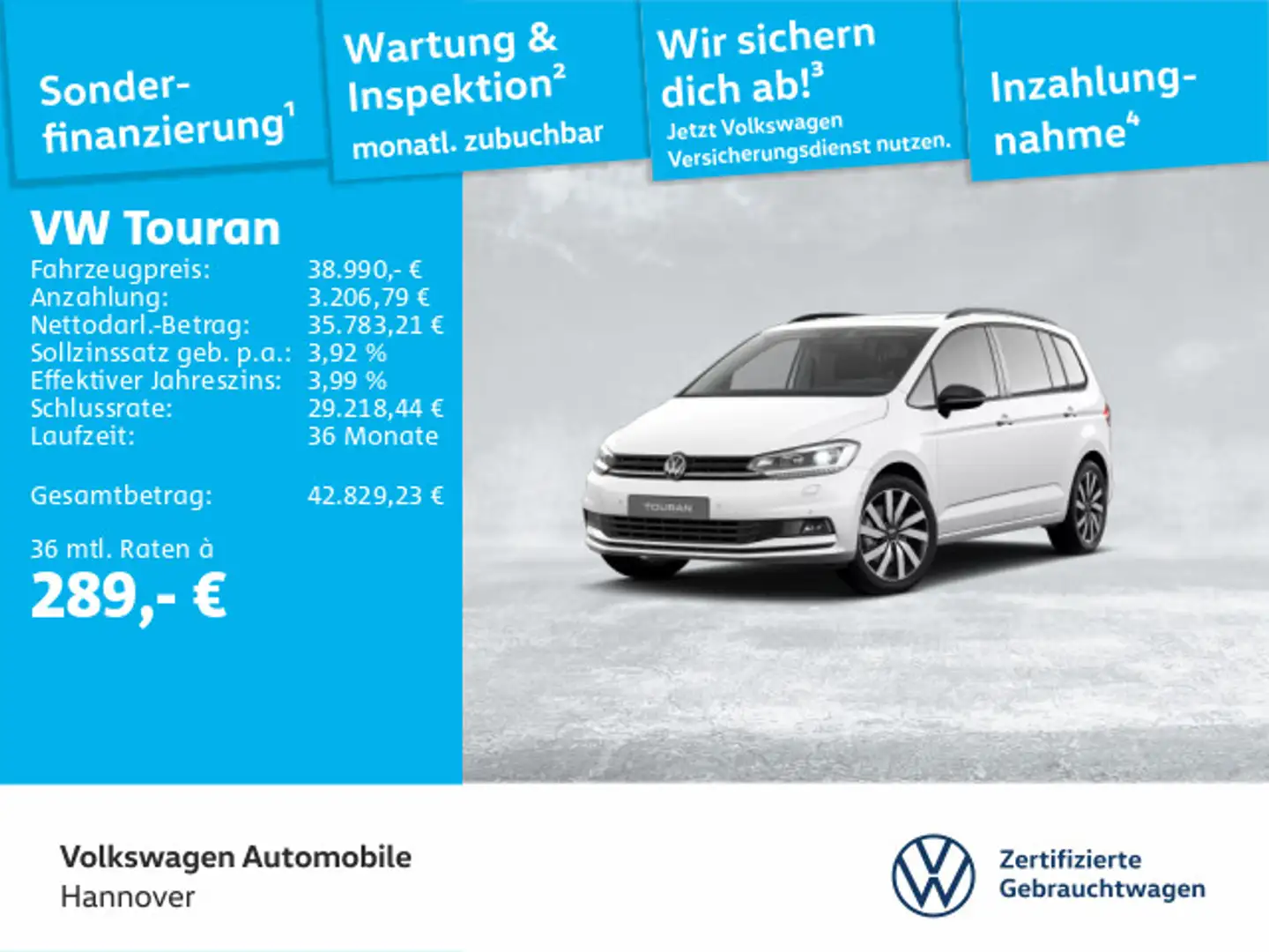 Volkswagen Touran 1.5 TSI DSG Highline Navi AHK LED Kamera Blanc - 1
