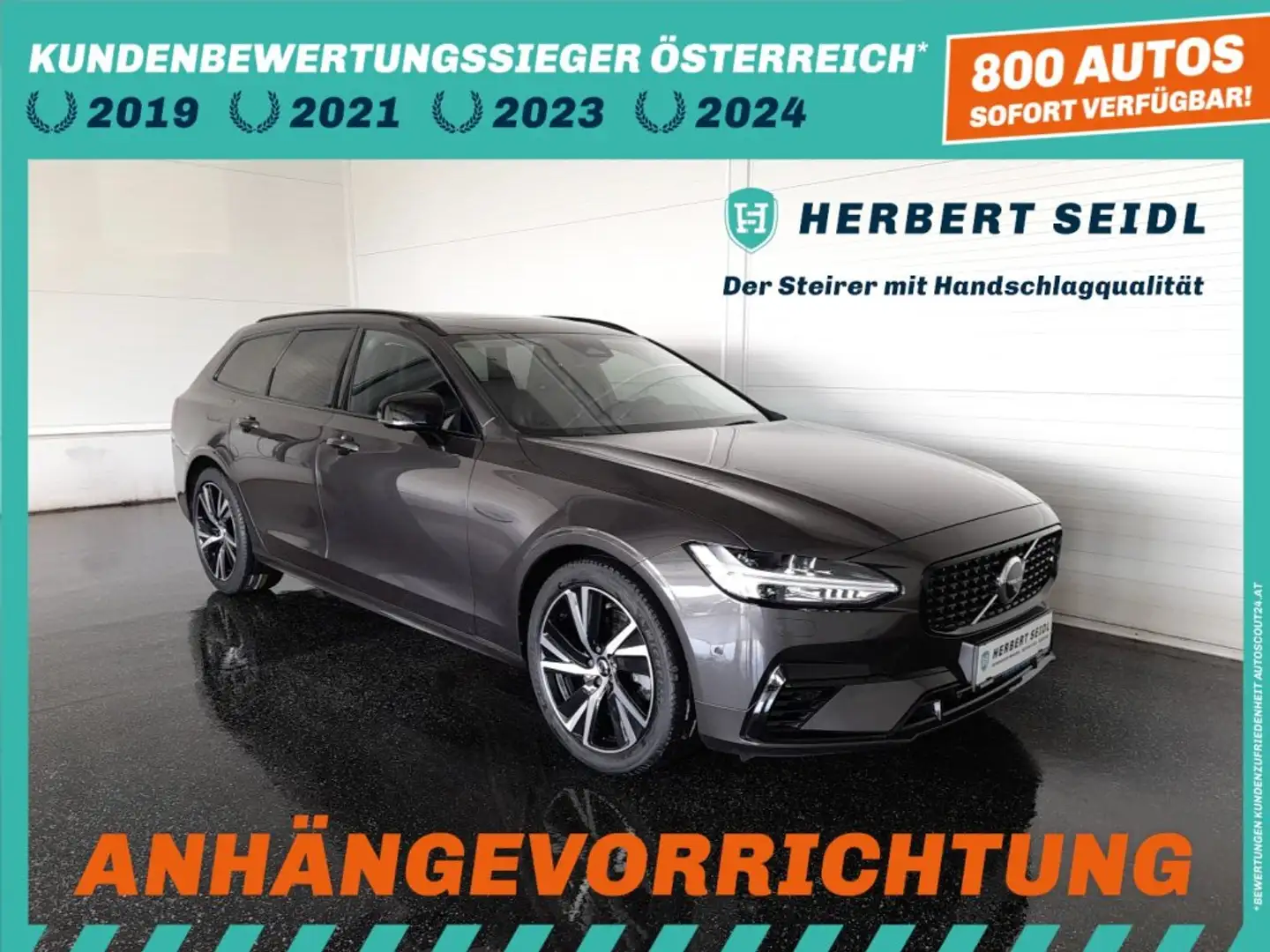 Volvo V90 T8 ULTIMATE DARK 4x4 PHEV Aut *VOLL LED / NAVI / ACC / AHV + 360° KAMERA / VOLLEDER + MEM. / ADAPT. LUFT-FW* Grau - 1