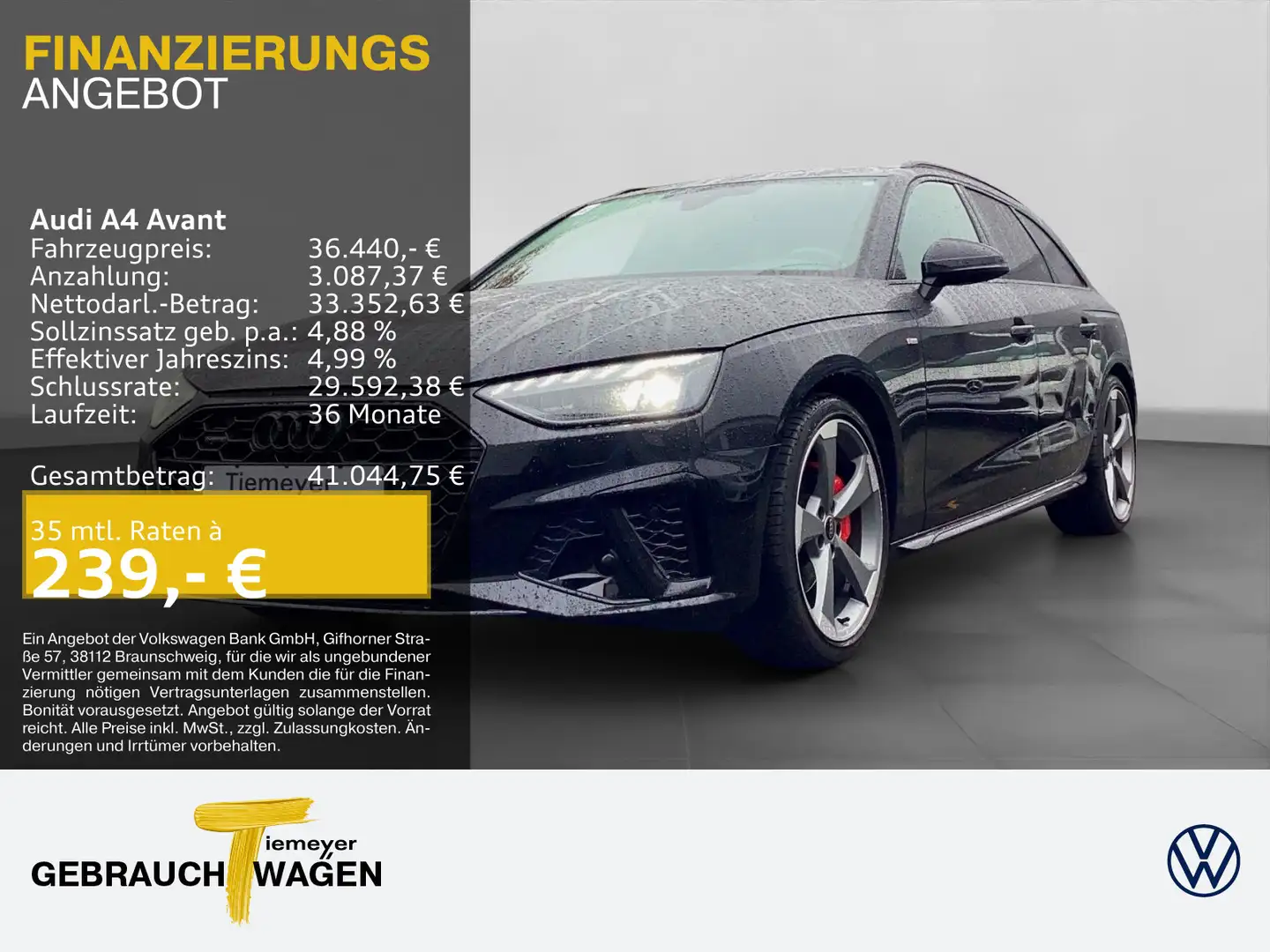 Audi A4 40 TFSI Q 2x S LINE AHK MATRIX-LED LM19 Schwarz - 1