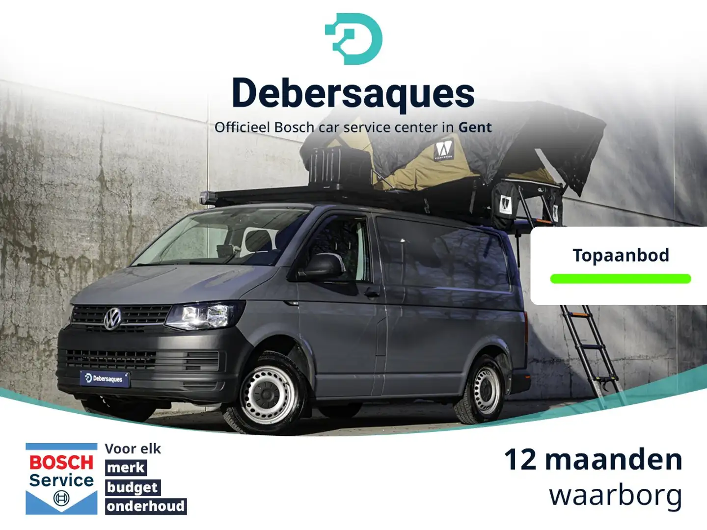 Volkswagen T6 Transporter 2.0 TDi Camping Unit / Daktent / Keuken / Watervo Grijs - 1