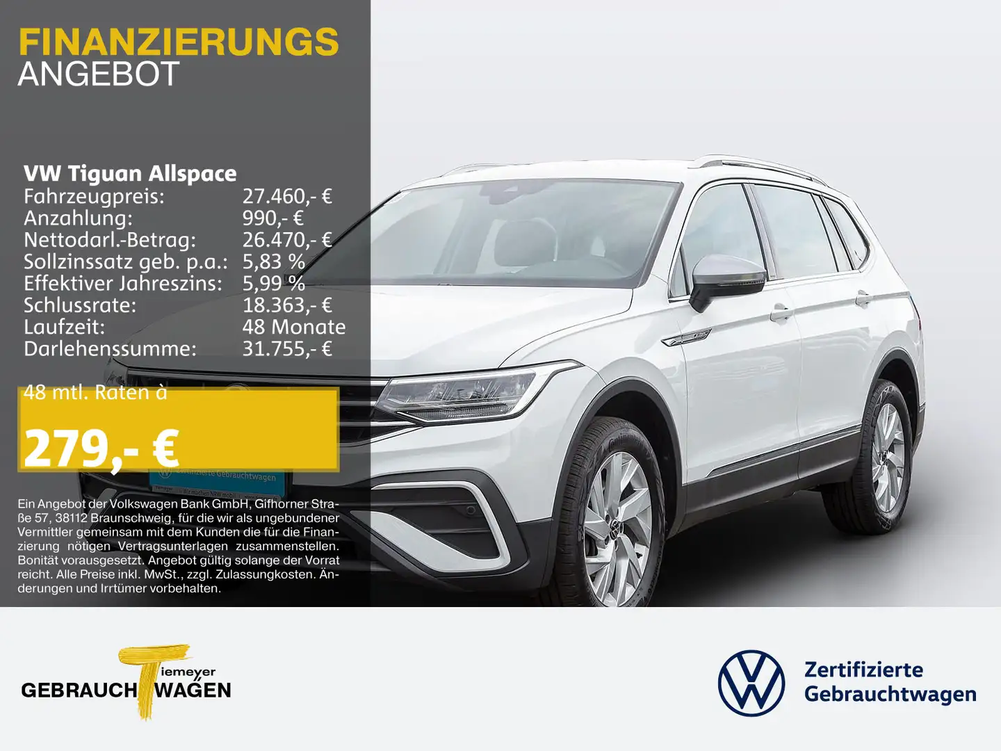 Volkswagen Tiguan Allspace 1.5 TSI DSG LIFE LED CLIMATRONIC Blanc - 1