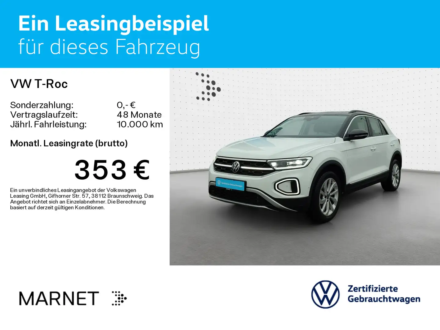 Volkswagen T-Roc 1.5 TSI DSG Style Navi*AHK*Pano*StHzg*IQ-L Weiß - 2