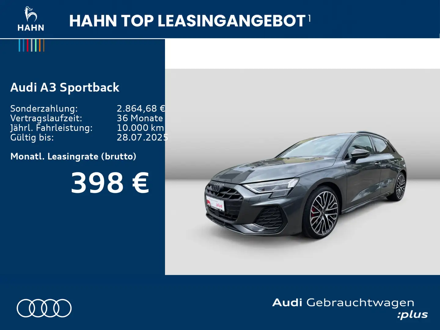 Audi A3 35 TDI S-trc S line Leder AHK Navi Grau - 2