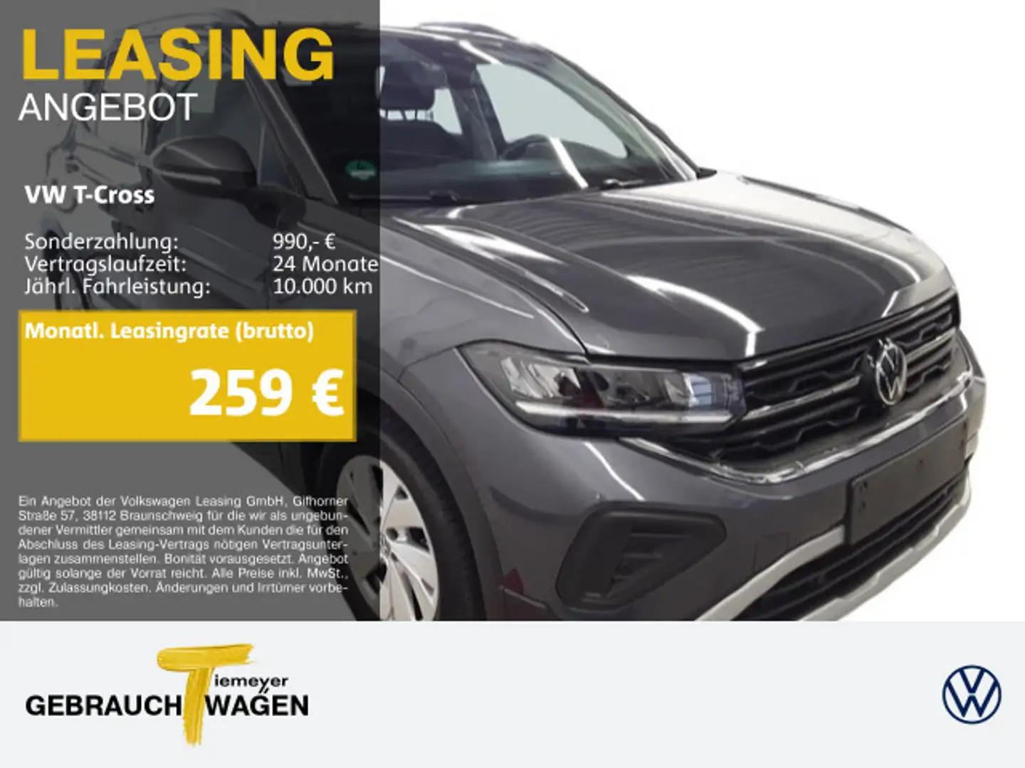 Volkswagen T-Cross 1.5 TSI DSG LIFE NAVI SITZHZG ACC VIRTUA Grau - 1