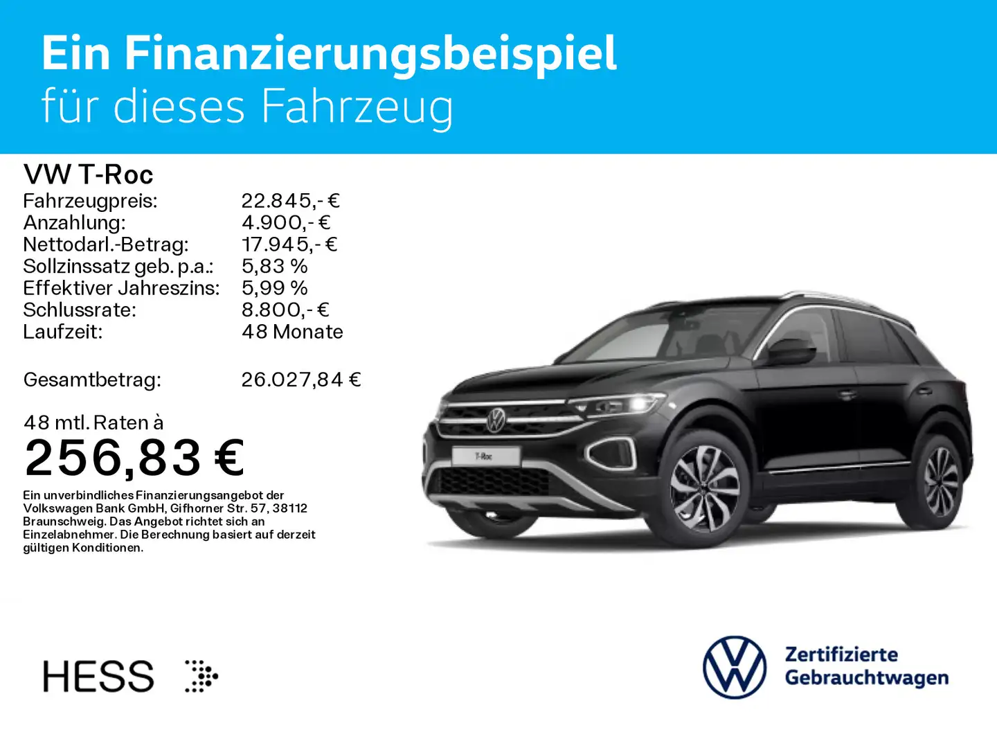 Volkswagen T-Roc Style 1.5 l TSI 110 kW* 6-Gang*AHK*Navi Schwarz - 2