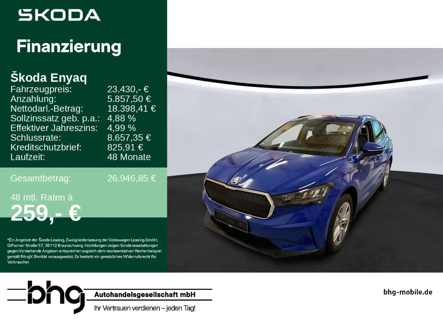 Skoda Enyaq iV 50 Bleu - 1