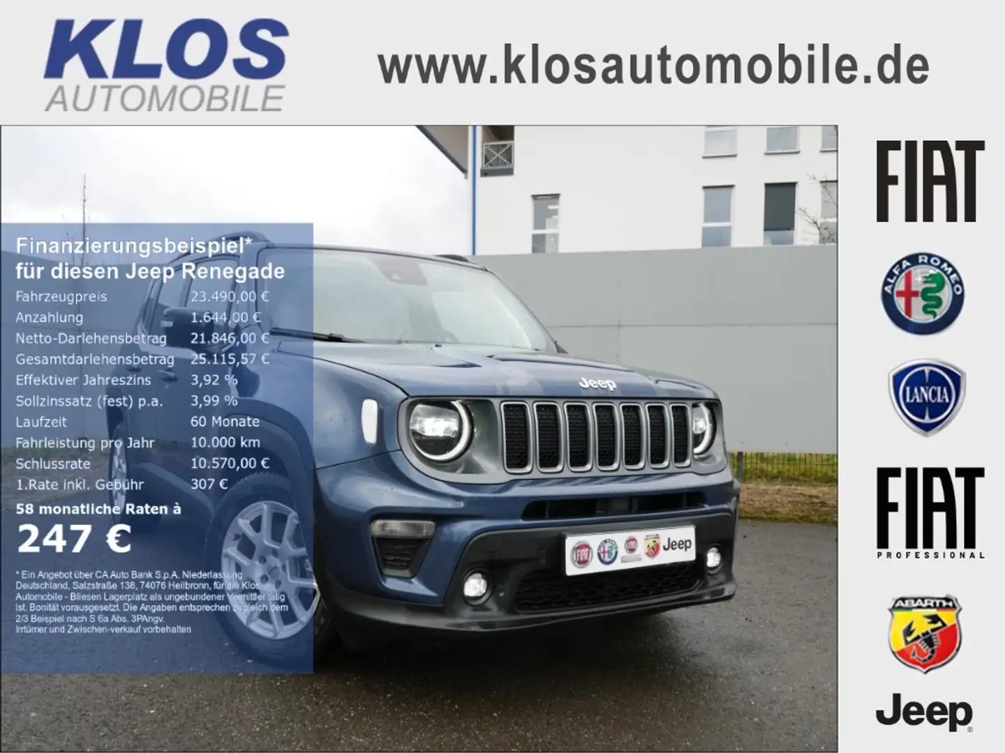 Jeep Renegade LIMITED e-HYBRID 1.5 GSE T4 48V 130PS DCT 4x2 NAVI Blau - 1