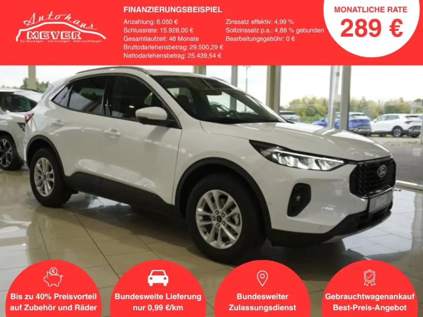 Ford Kuga 1,5 186PS Aut.5*J.Gar/LED/Navi/ACC/Winterp. Weiß - 1