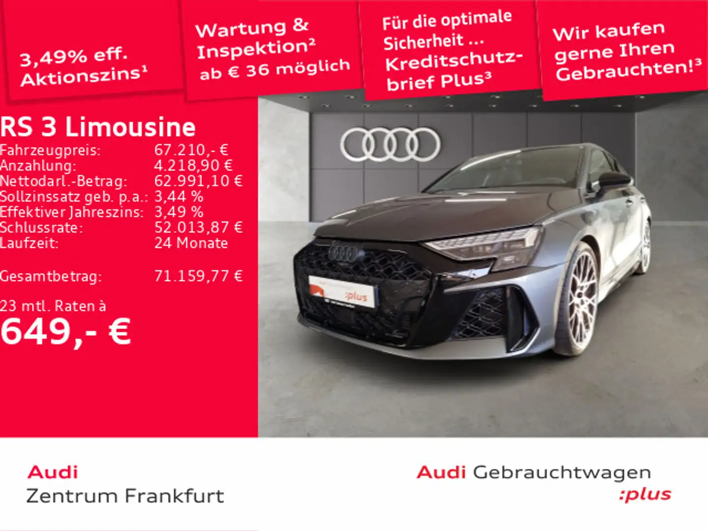 Audi RS3 quattro S tronic Matrix-LED Navi Grau - 1