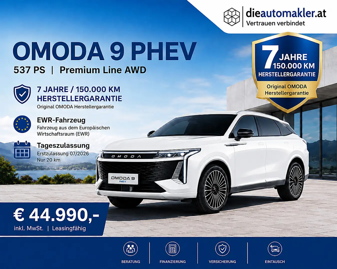 Omoda 9 PHEV 1.5TGDi Premium Line AWD |537 PS|7 JAHRE G... Weiß - 1