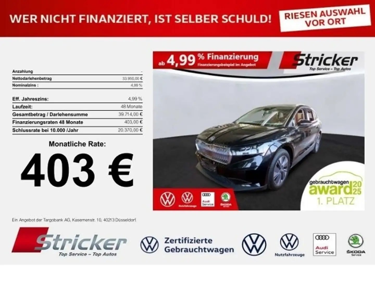 Skoda Enyaq iV80x ecoSuite 403,-ohne Anzahlung AHK Leder ACC Schwarz - 1