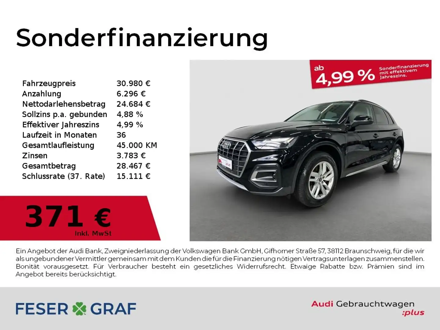 Audi Q5 advanced 40 TDI quattro Navi Virtual SHZ Schwarz - 1