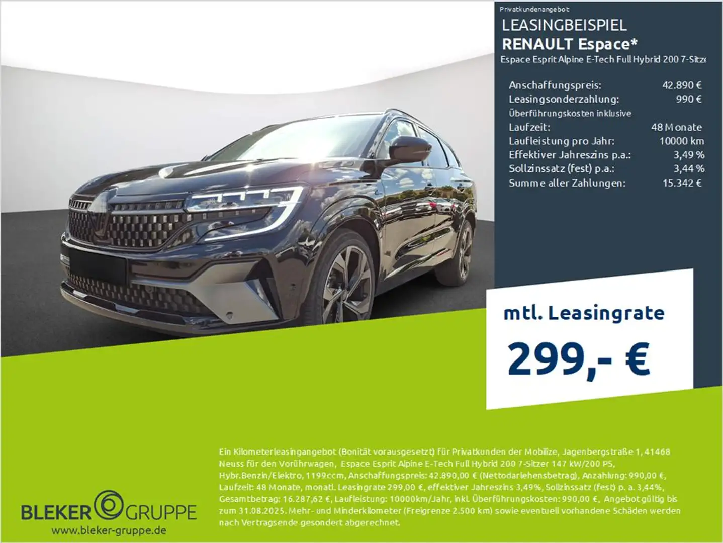 Renault Espace Esprit Alpine Full Hybrid 200 7-Sitz Schwarz - 1