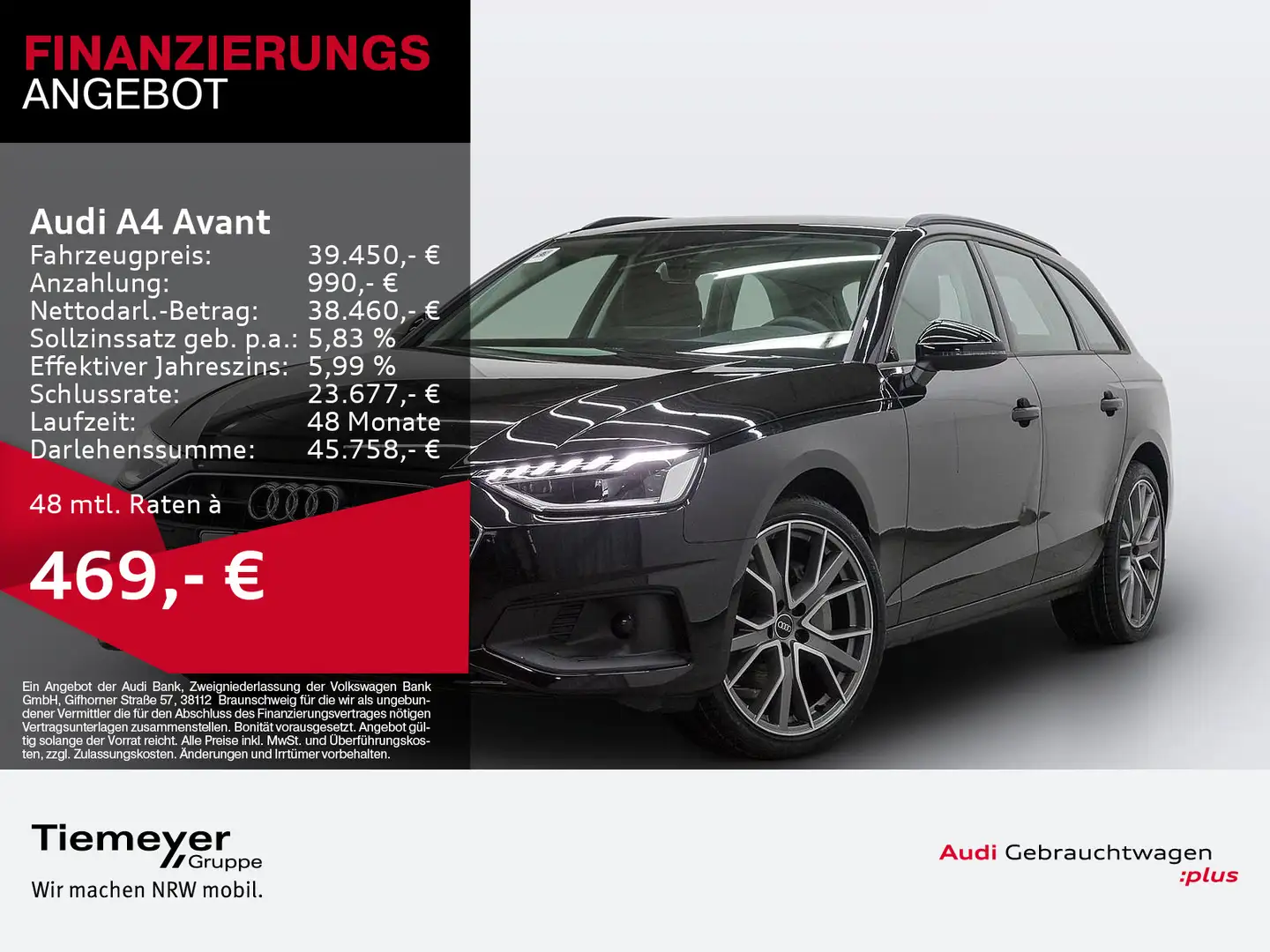 Audi A4 40 TFSI LM19 NAVI+ SITZHZ GRA AHK Schwarz - 1