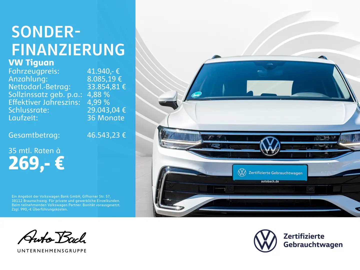 Volkswagen Tiguan 2.0 TDI DSG R-Line 4Motion, Navi, LED, Rü Weiß - 2