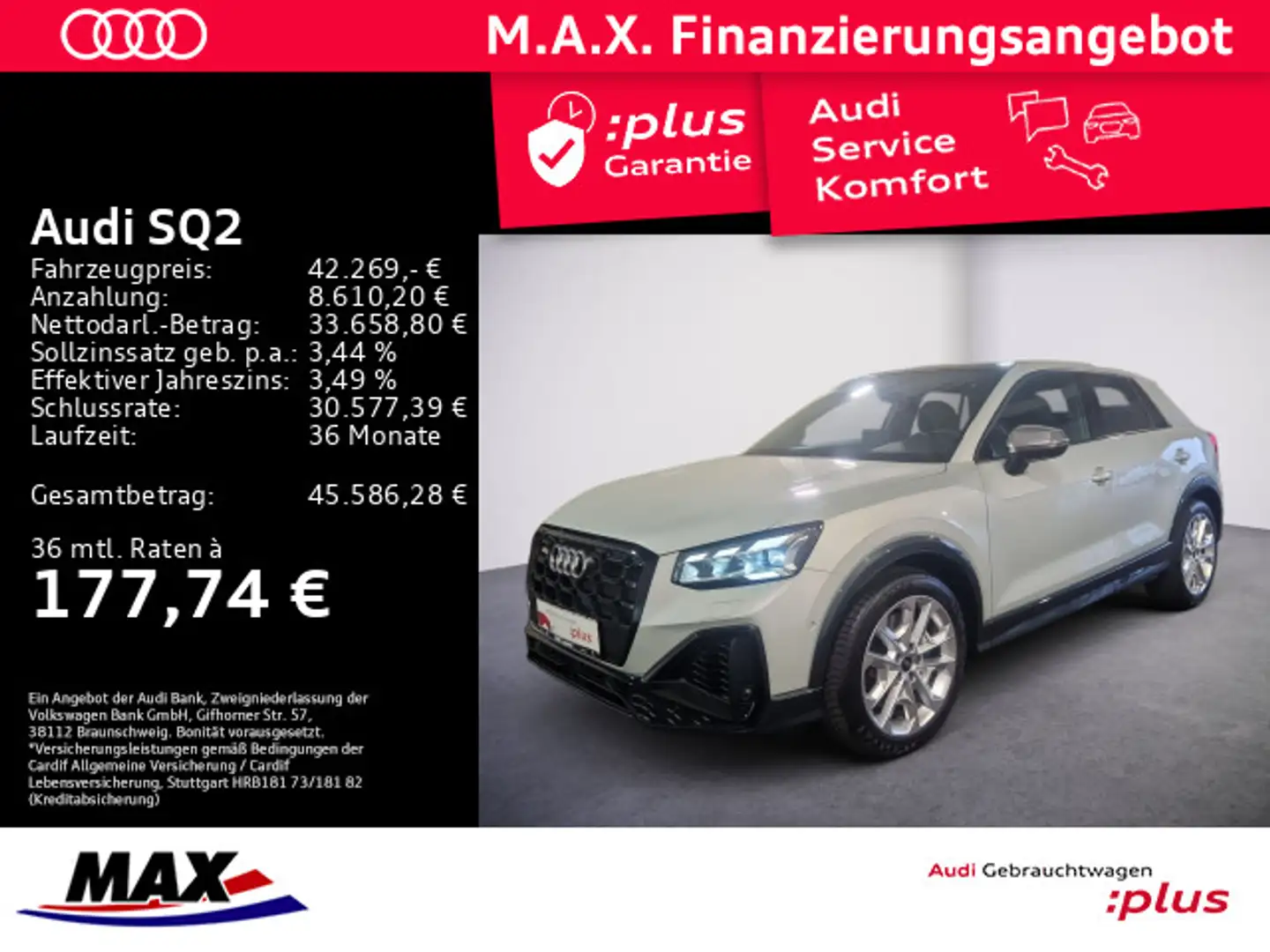Audi SQ2 TFSI QUATTRO MATRIX+AHK+WABEN+PANO+KAMERA+VC Silber - 1