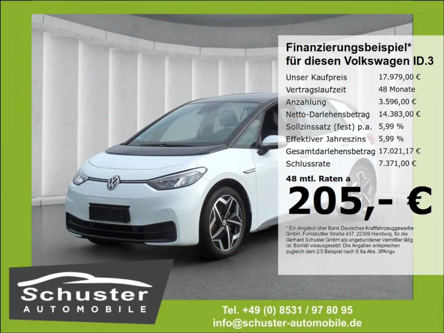 Volkswagen ID.3 Pure Performance*Navi 19* LED 2xPDC VKZ-Erk Weiß - 1