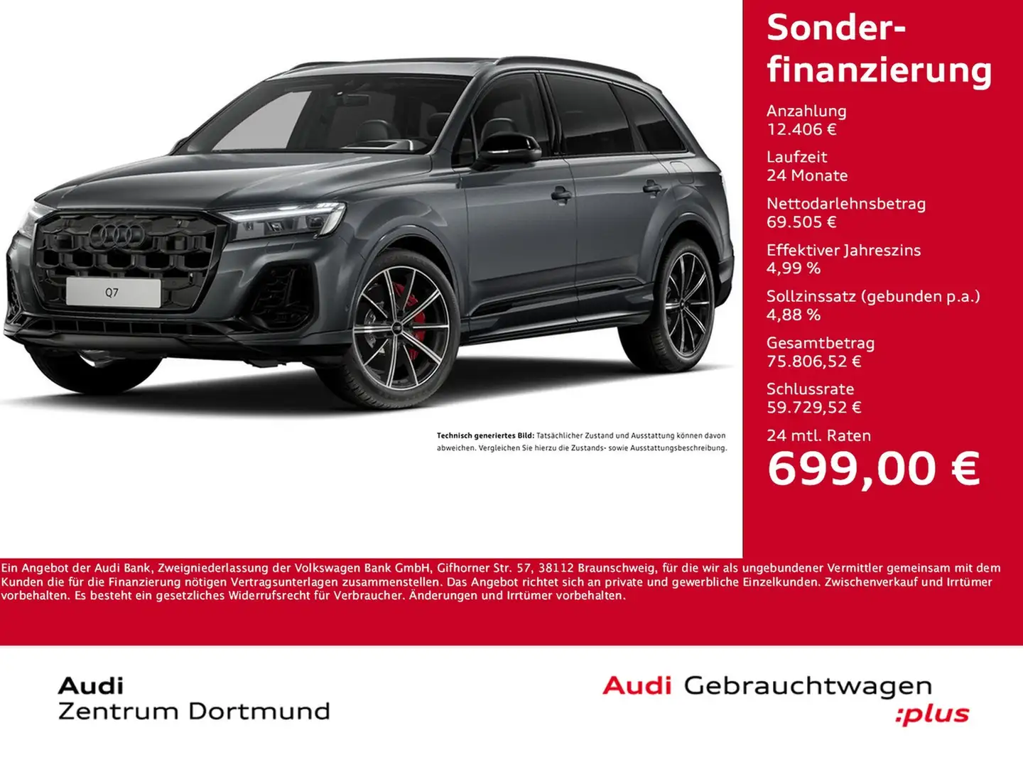 Audi Q7 60 quattro HYBRID S LINE PANO AHK 360CAM LM21 Grau - 1