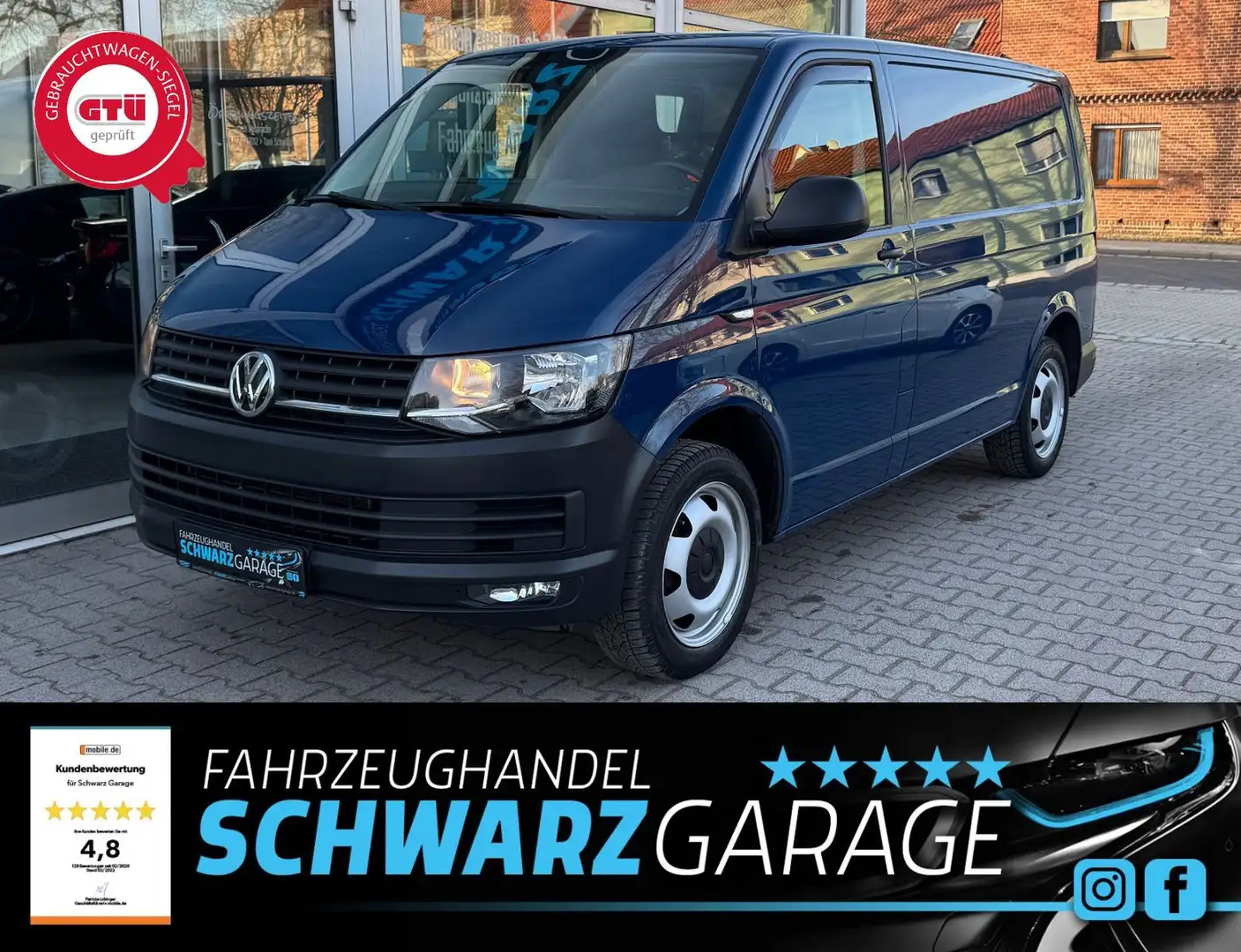 Volkswagen T6 Transporter Kasten*NAVI*1.HAND*STANDHEIZUNG* Blau - 1