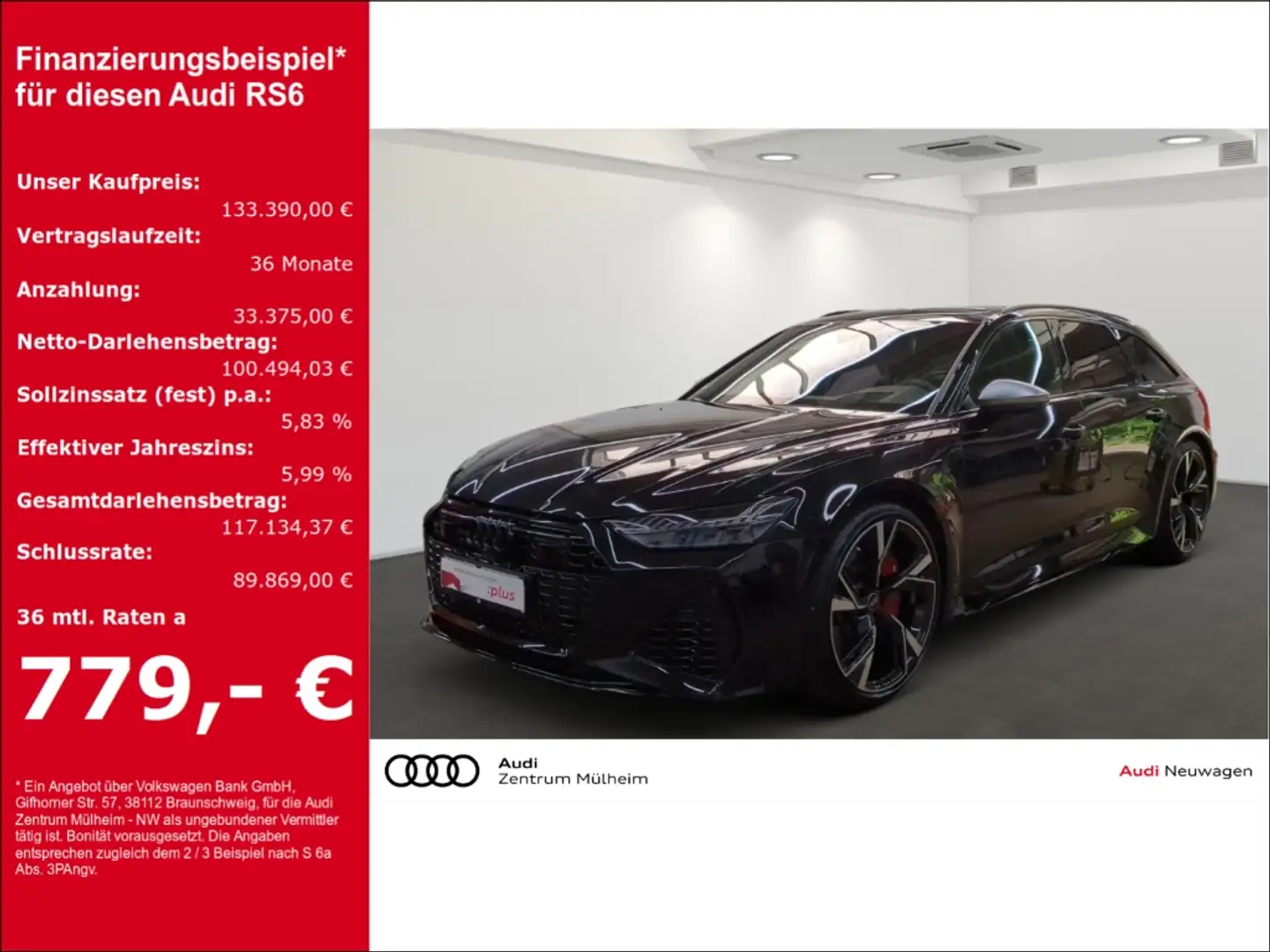 Audi RS6 Avant TFSI quattroRS-Dynamikpaket plus 305 km/h St Schwarz - 1