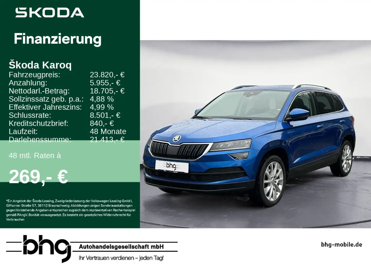 Skoda Karoq KAROQ Style 1.5 TSI ACT 7-Gang-DSG Standheizung Blau - 1