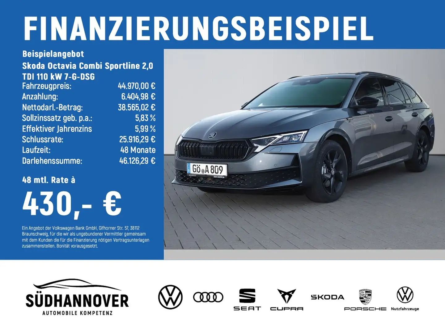 Skoda Octavia Combi Sportline 2,0 TDI 110 kW 7-G-DSG Grau - 2