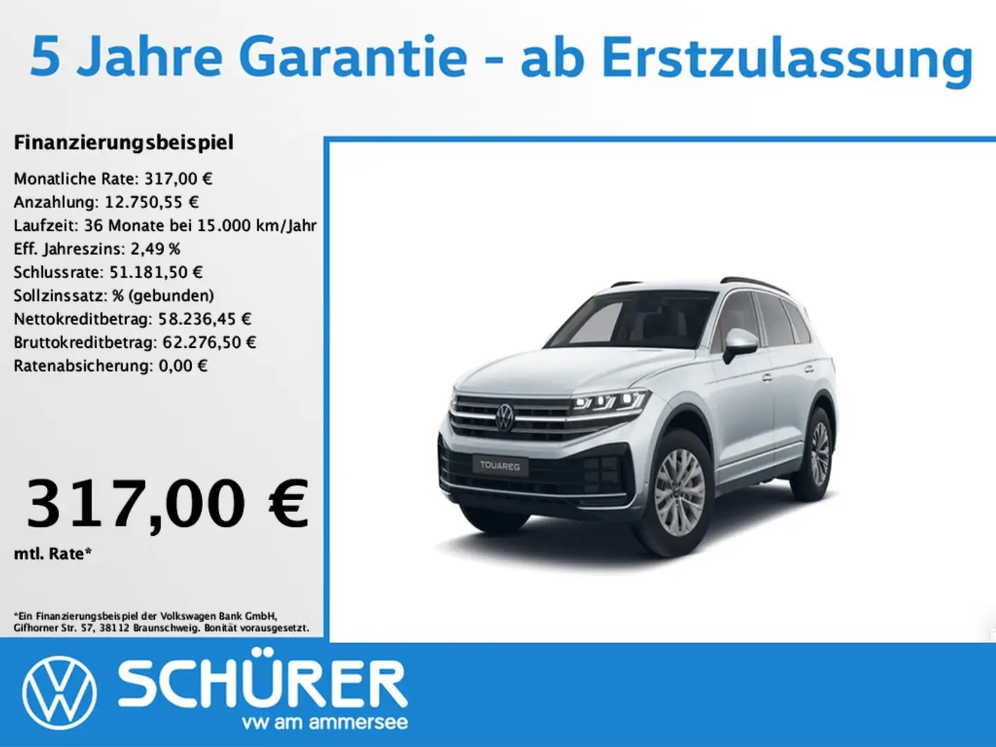 Volkswagen Touareg 3.0TDI Elegance Nachtsicht Luft AHK Keyless Silber - 1