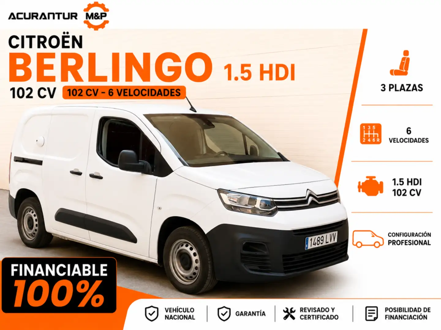 Citroen Berlingo Van BlueHDi S&S Talla M 100 Blanco - 1