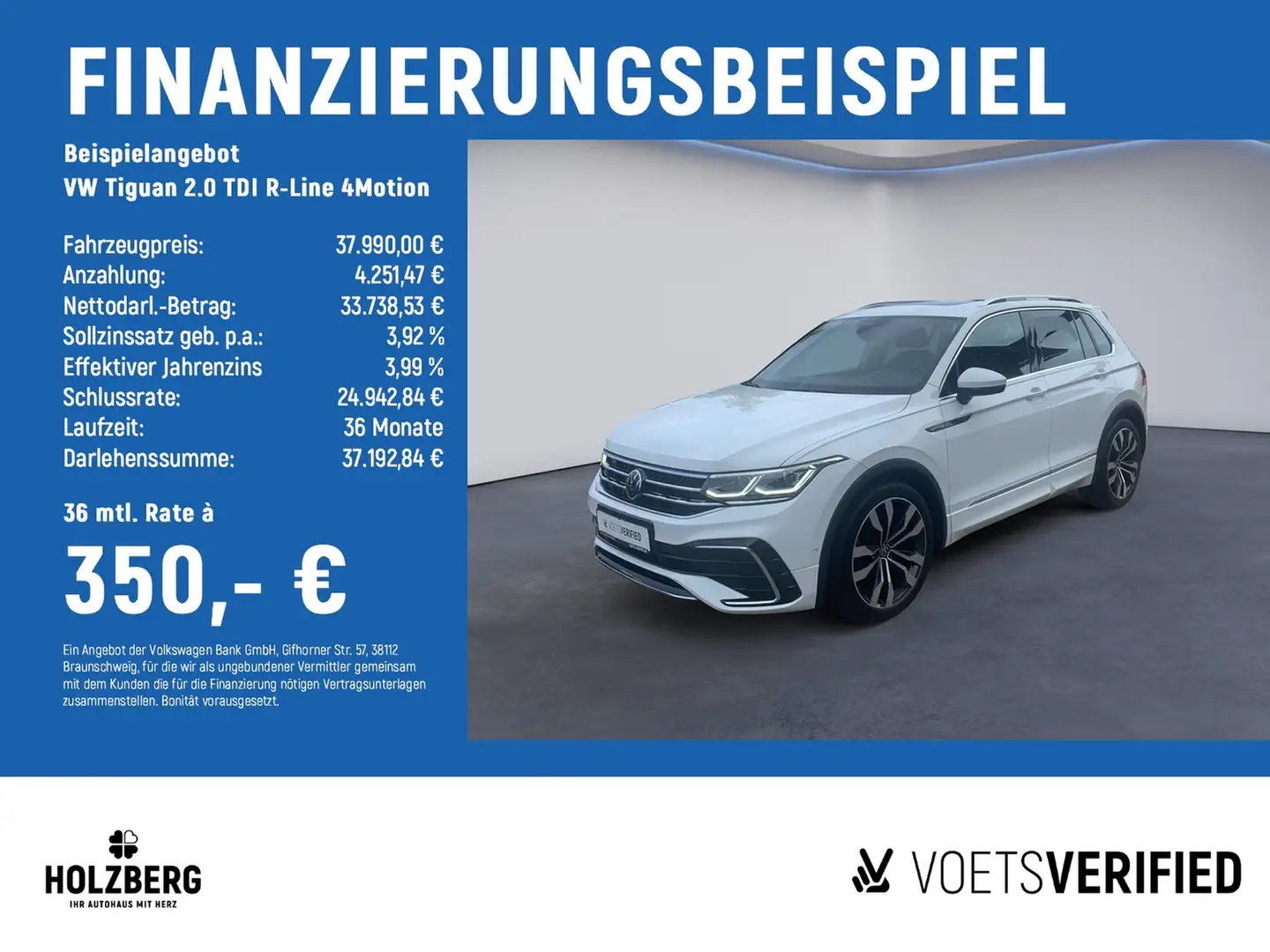 Volkswagen Tiguan 2.0 TDI R-Line 4Motion MATRIX+AHK+PANO+HEAD UP Weiß - 2