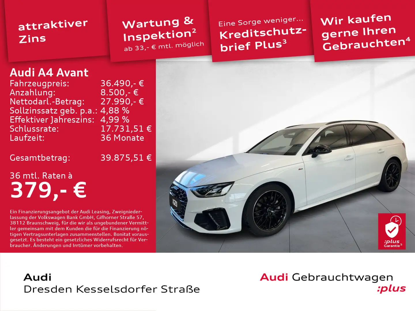 Audi A4 40 TDI Q S-Line Navi Kamera LED GRA Weiß - 1