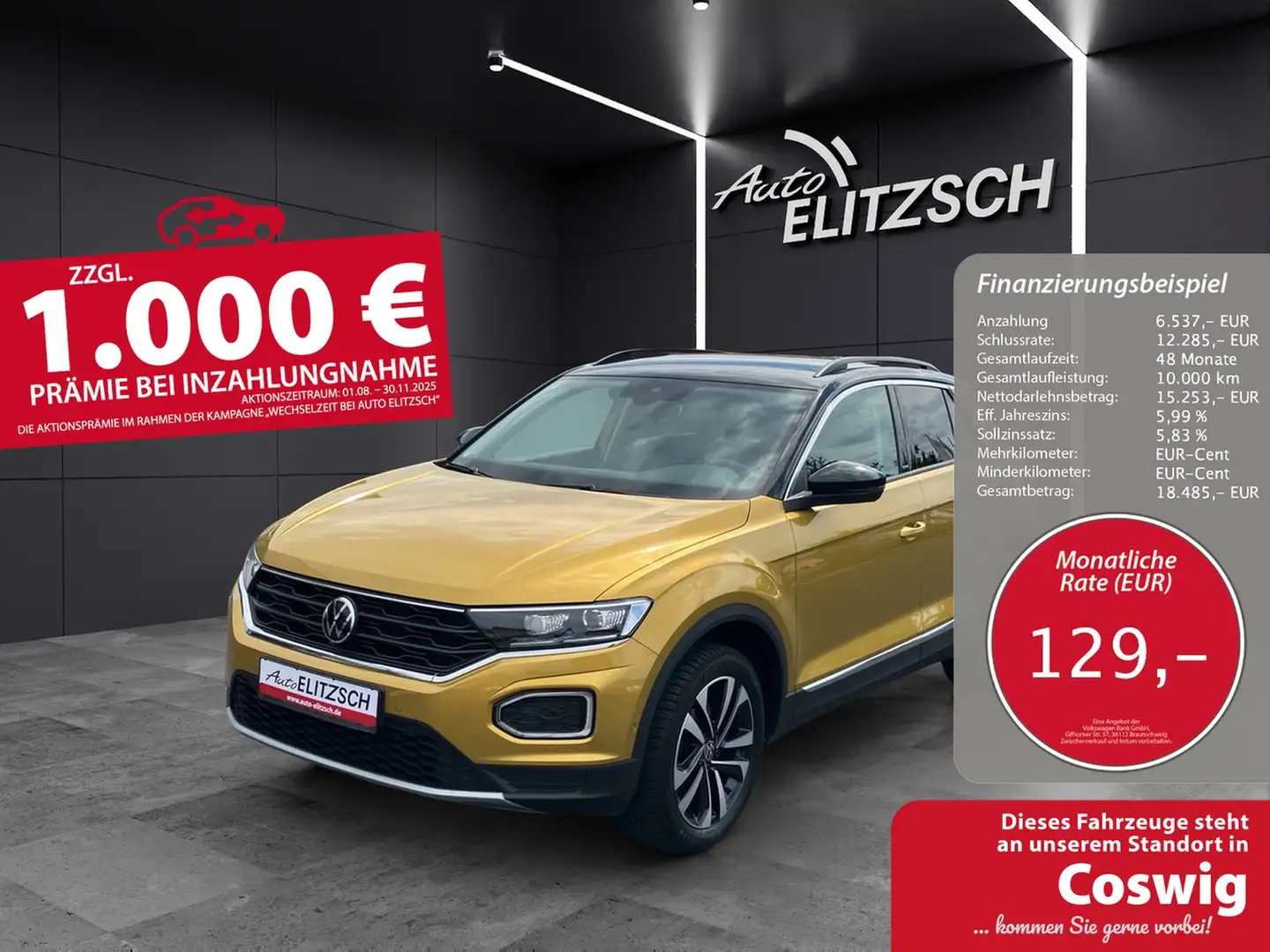 Volkswagen T-Roc TSI United LED Navi AID ACC Park-Assist SH Gelb - 1