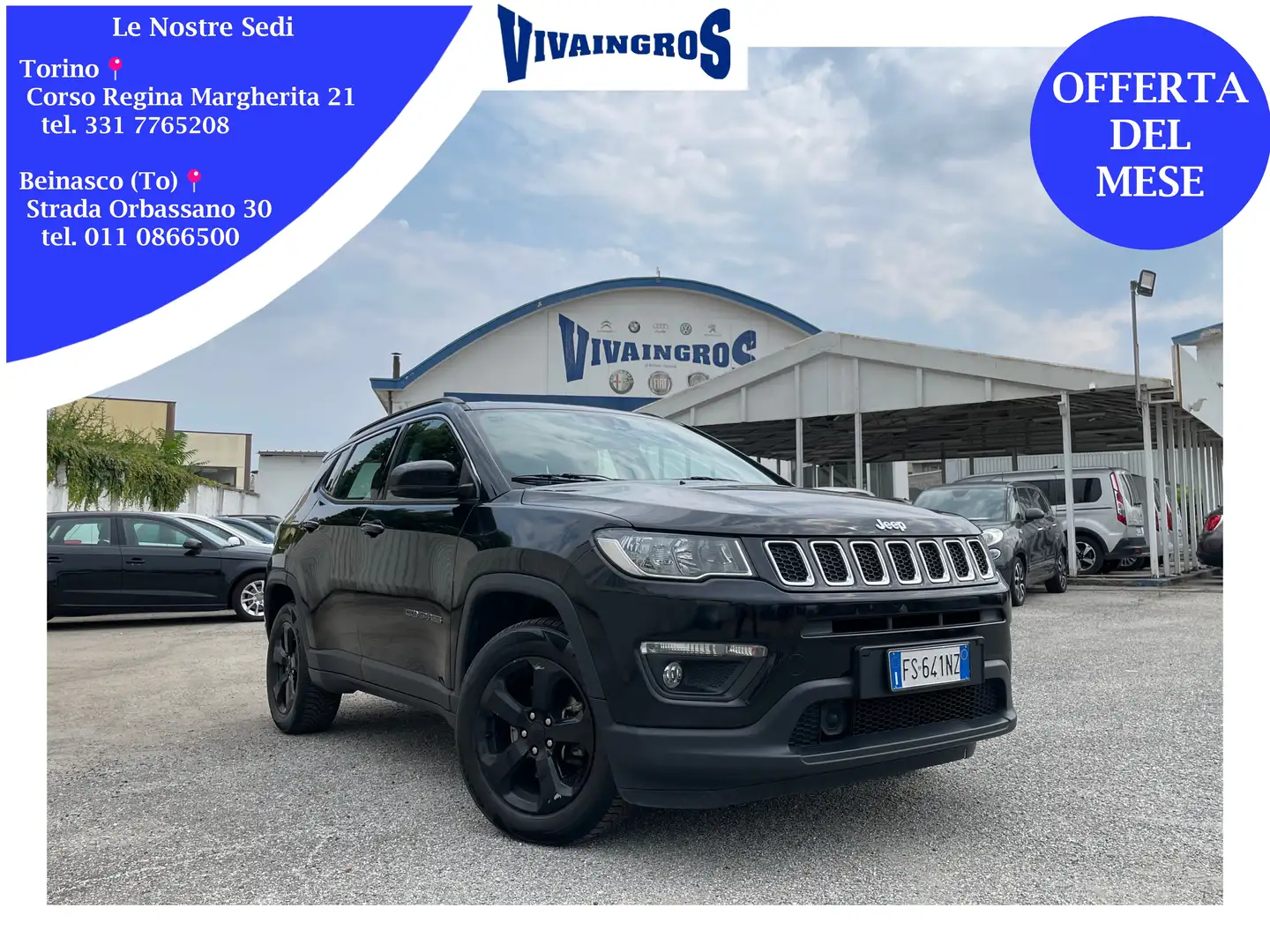 Jeep Compass 1.6 Mjt Business 2WD 120CV Zwart - 1