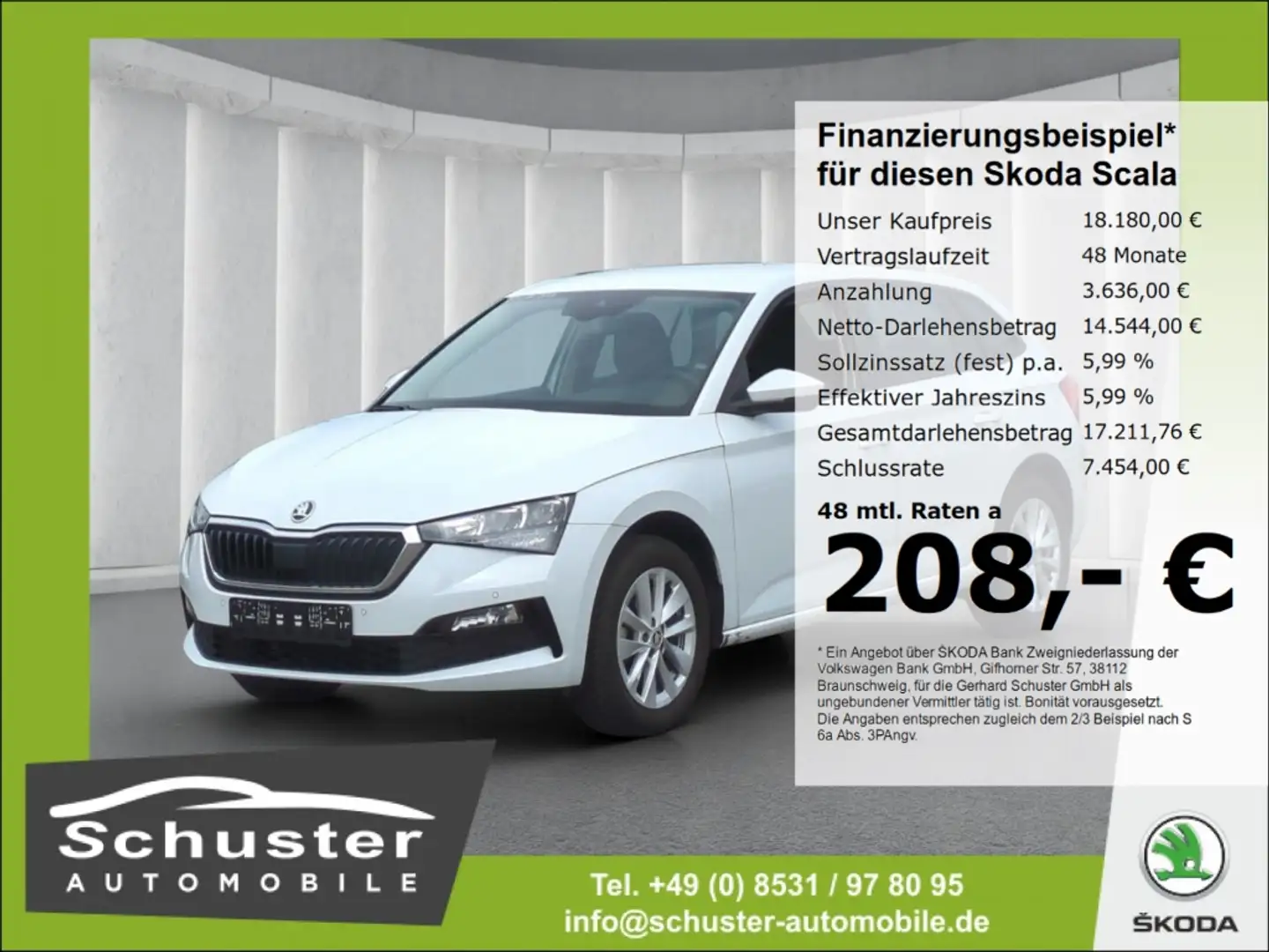 Skoda Scala 1.0TSI*LED Tempo SHZ PDCv+h heizb.Lkr Alu Weiß - 1