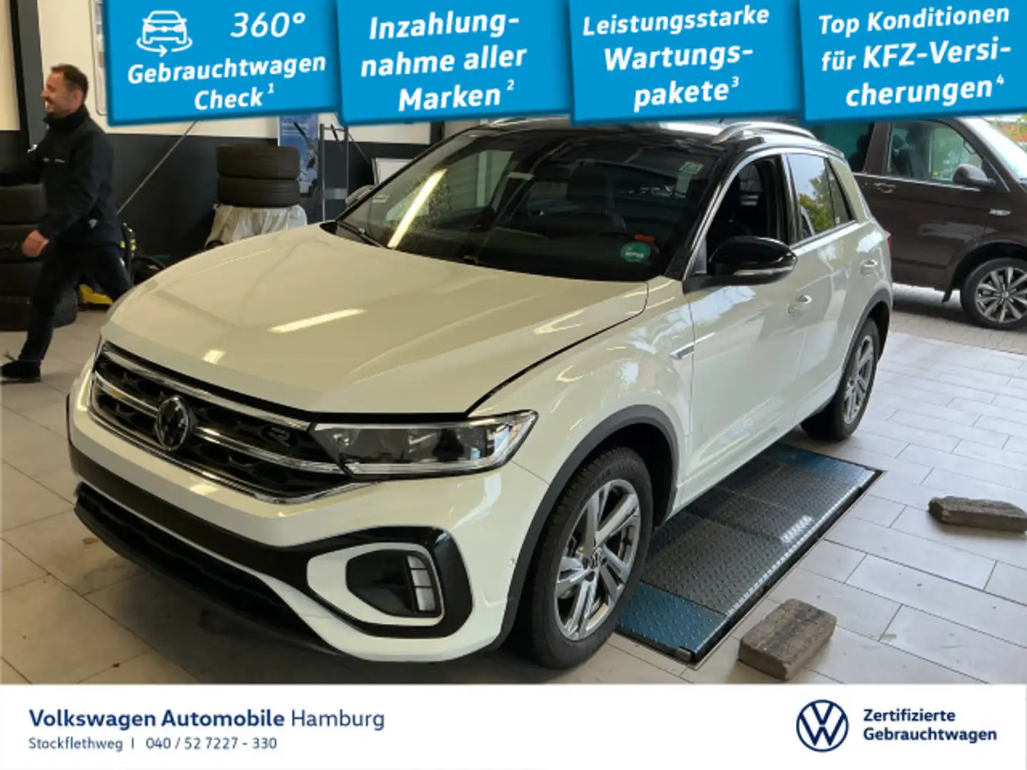 Volkswagen T-Roc 1.5 TSI R-Line DSG AHK Nav ACC CarPlay Cam Weiß - 1