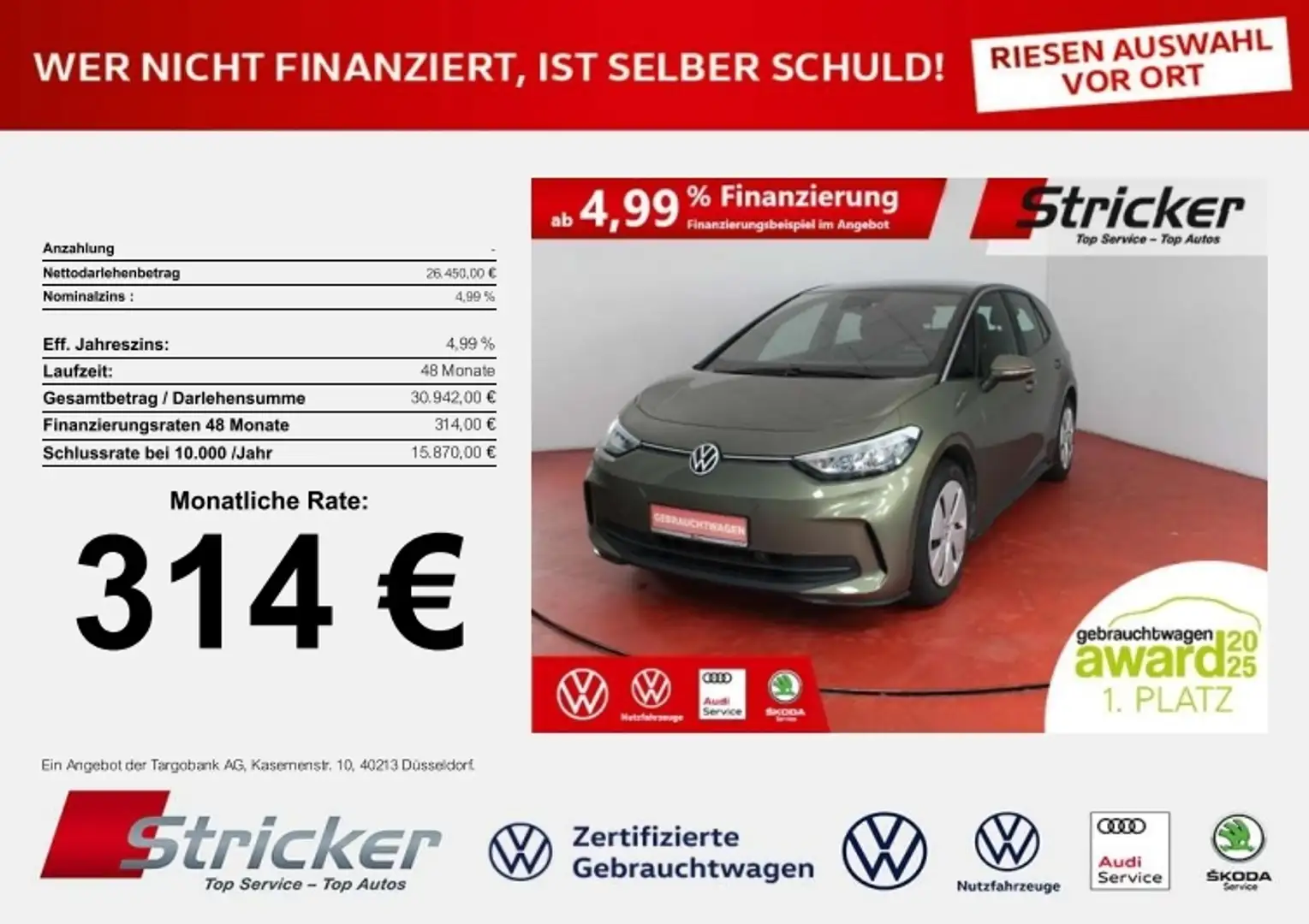 Volkswagen ID.3 Pro 150/58 314,-ohne Anzahlung Einparkhilfe Grün - 1