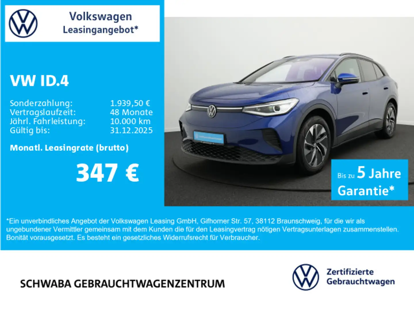 Volkswagen ID.4 Pro *Wärmep.*ACC*AHK*MATRIX*NAVI*LANE*19''* Blau - 1