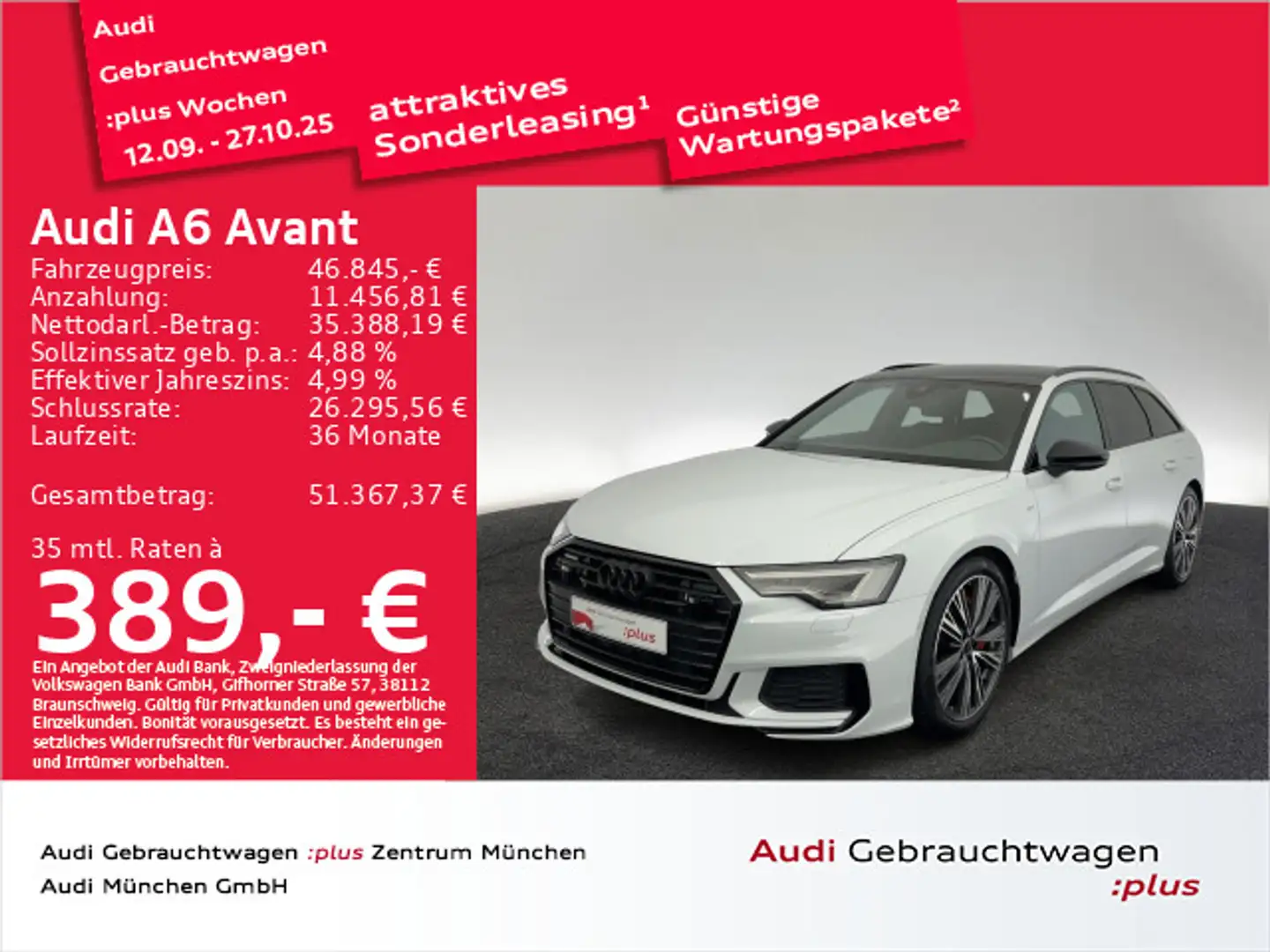 Audi A6 55 TFSI e qu. S line Pano/Navi+ Weiß - 1