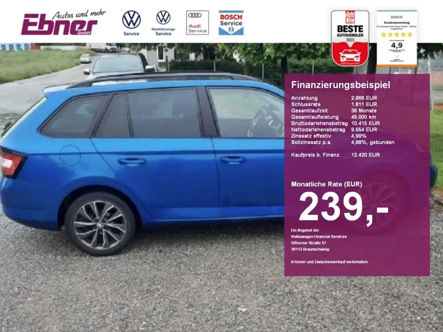Skoda Fabia Combi DRIVE1.2TSI PANO+SITZHZG+GRA+2xPDC+AC-AUTOM+ Blau - 1