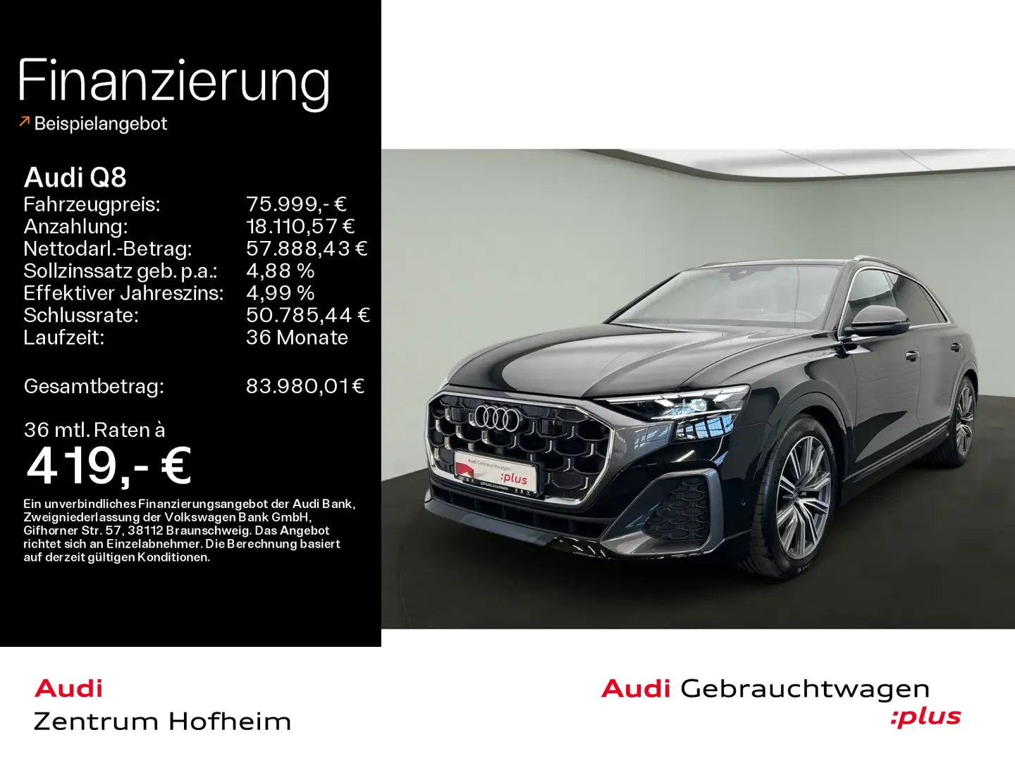 Audi Q8 50 TDI qu S line tip*Air*HUD*Pano*Matrix*Virt Schwarz - 1