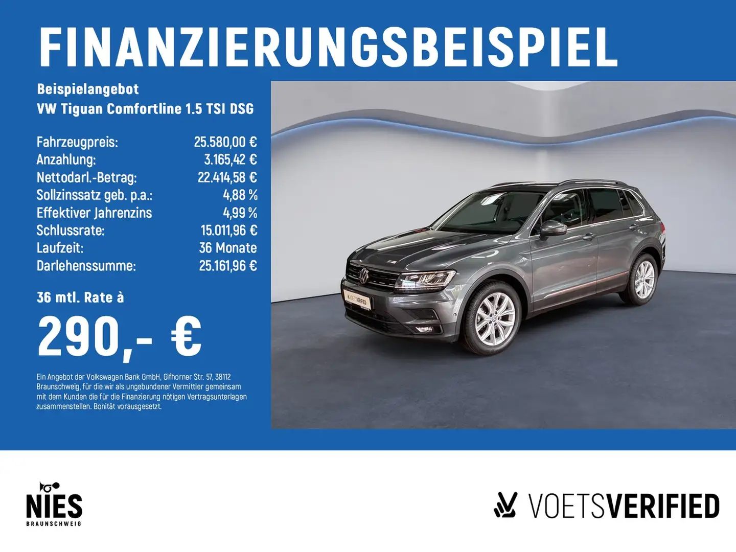 Volkswagen Tiguan Comfortline 1.5 TSI DSG LED+PANO+PDC Grijs - 2