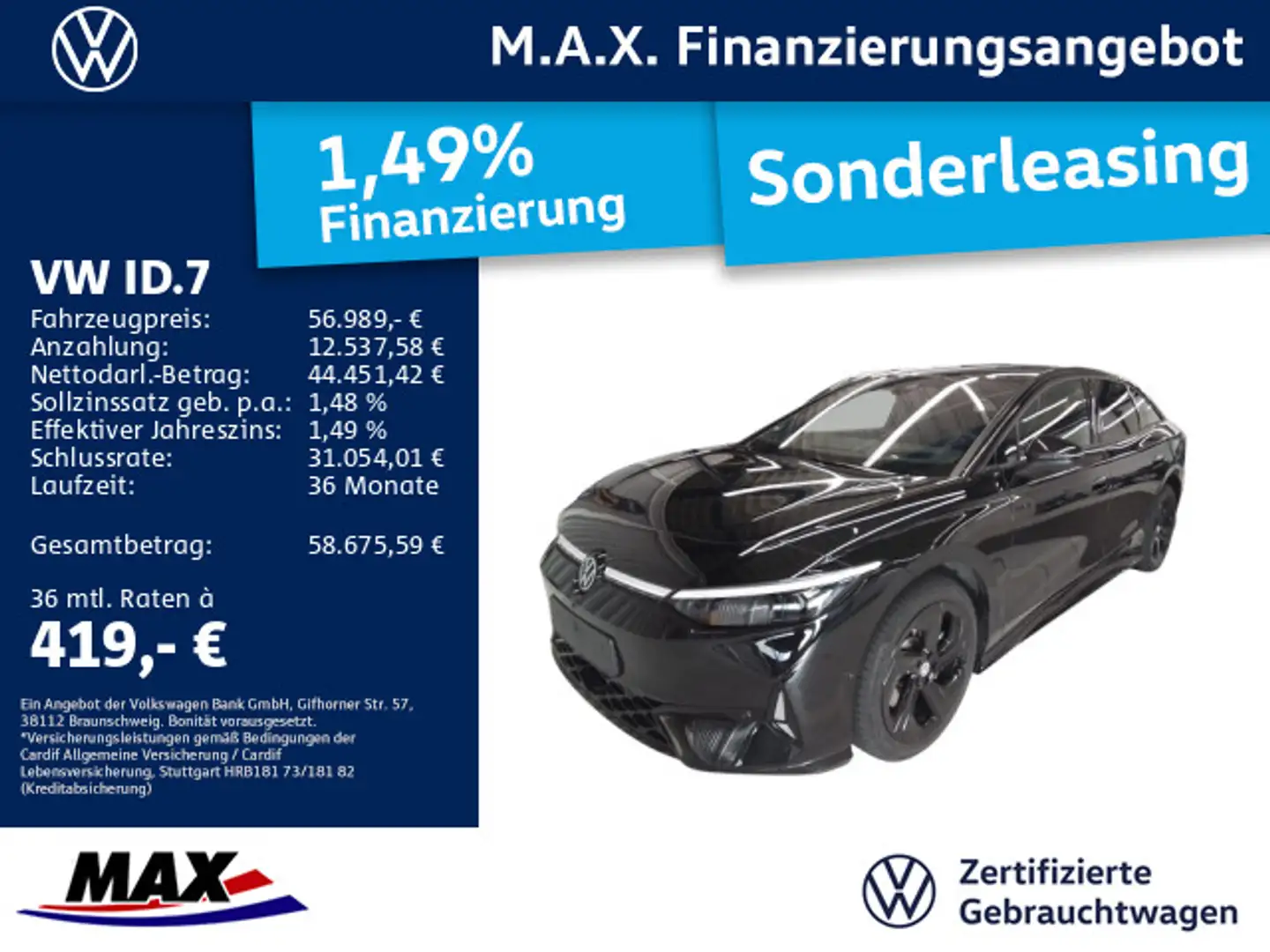 Volkswagen ID.7 GTX 4M IQ.LIGHT+AHK+PANO+NAV+WP+AR HUD+360° Noir - 1
