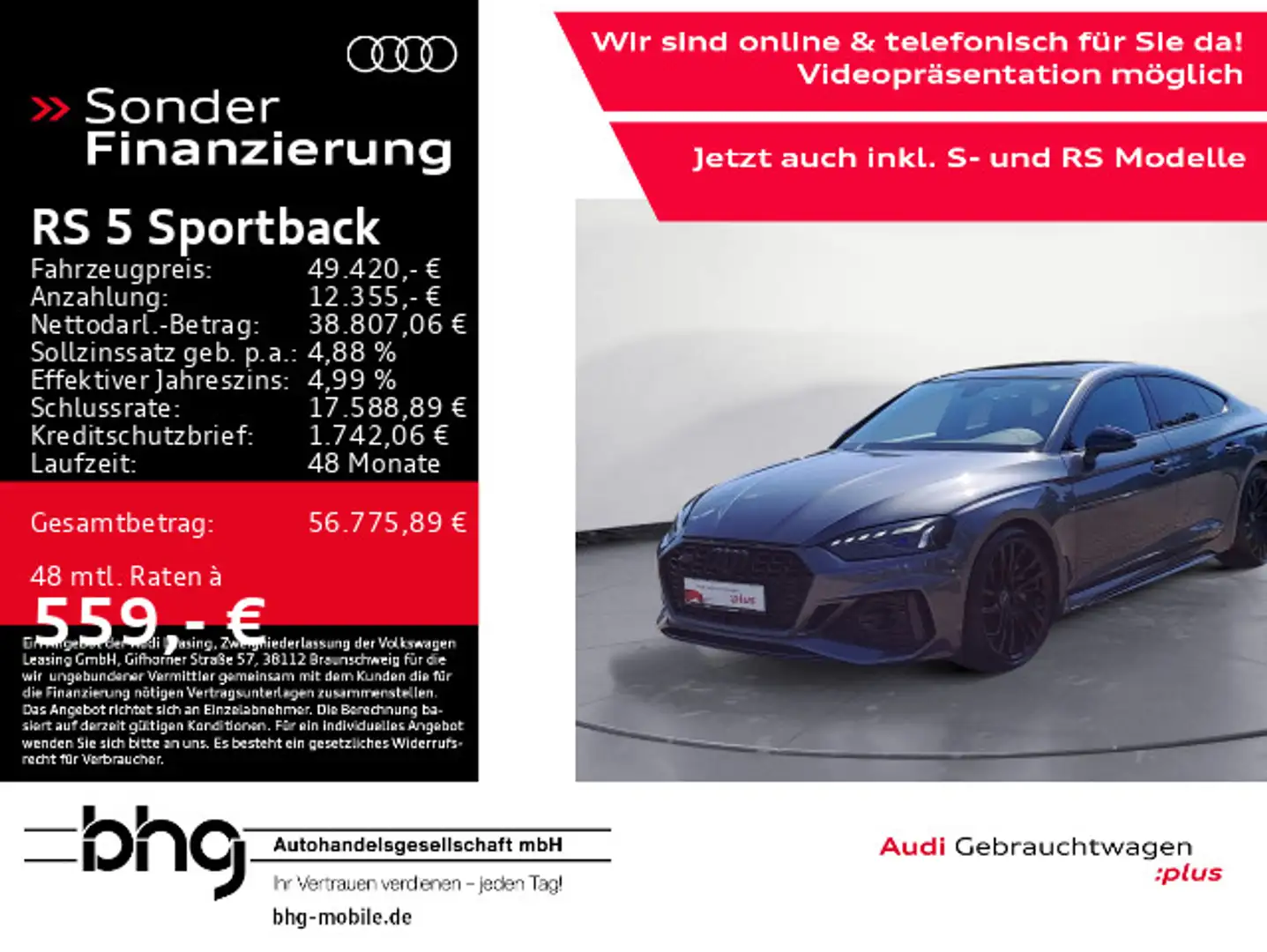 Audi RS5 RS5 Sportback 331(450) kW(PS) tipt Gris - 1