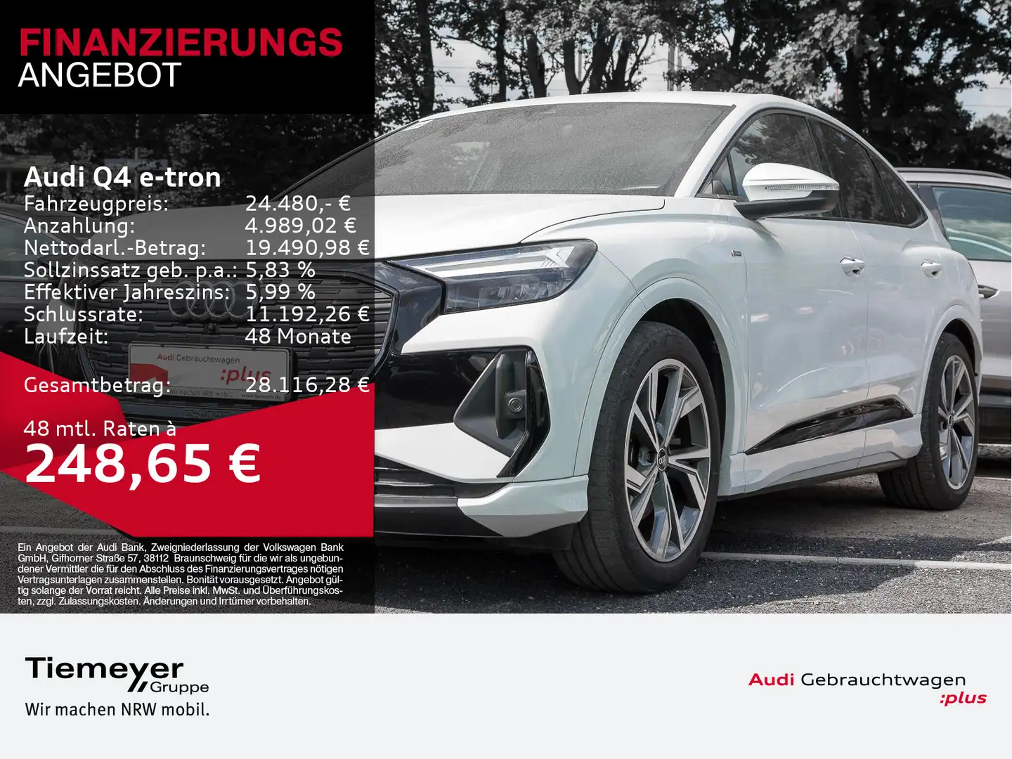 Audi Q4 e-tron Sportback 35 2x S LINE LM20 PRIVACY KA Bianco - 1