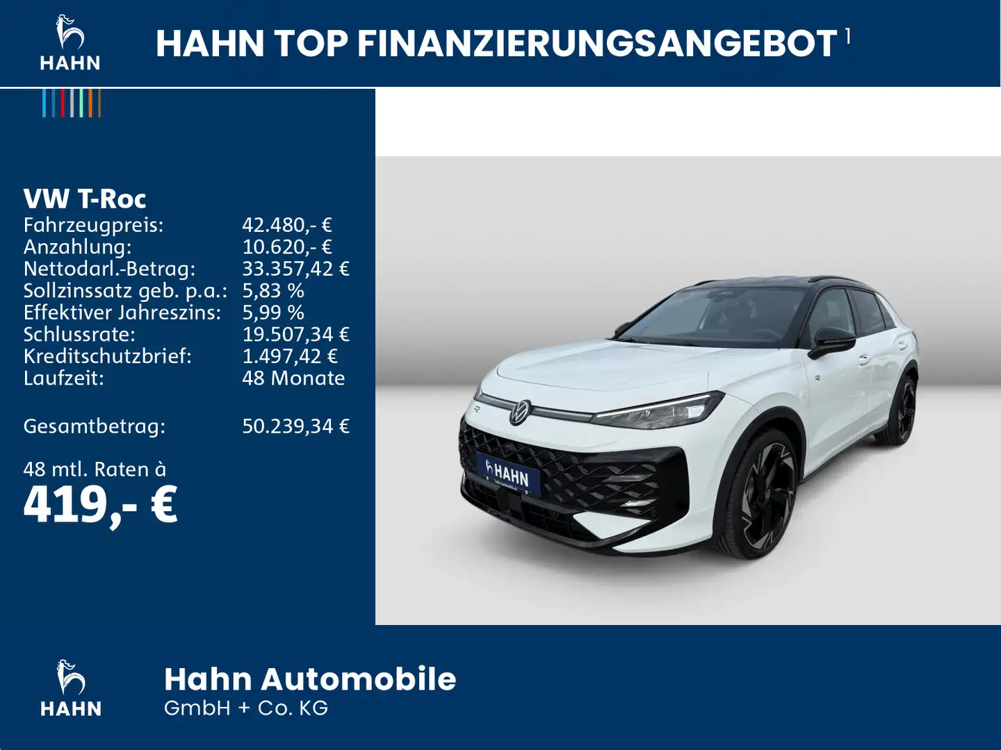 Volkswagen T-Roc R-Line 1.5 l eTSI OPF 150 PS DSG inkl. Win Weiß - 2