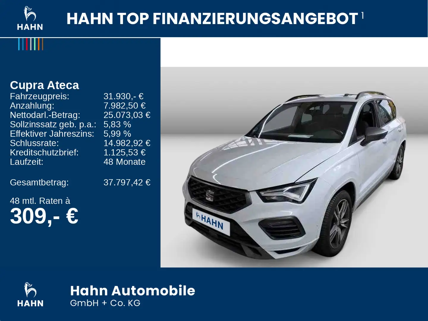 CUPRA Ateca 2.0TSI DSG 4Drive VZ 360° LED Navi Sitzhei Weiß - 2