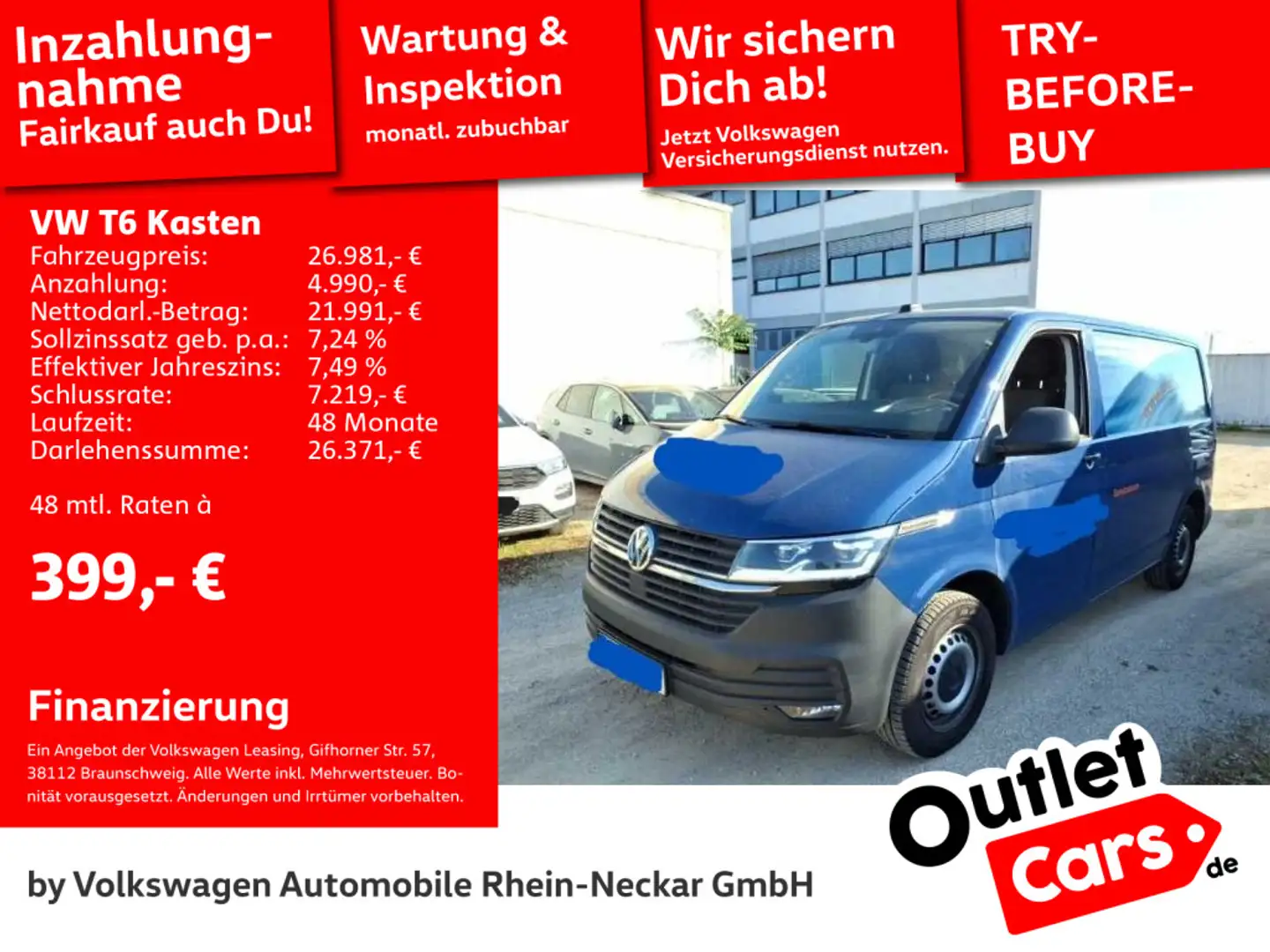 Volkswagen T6 Transporter 2.0 TDI DSG ACC Side Assist Navi uvm Blau - 1